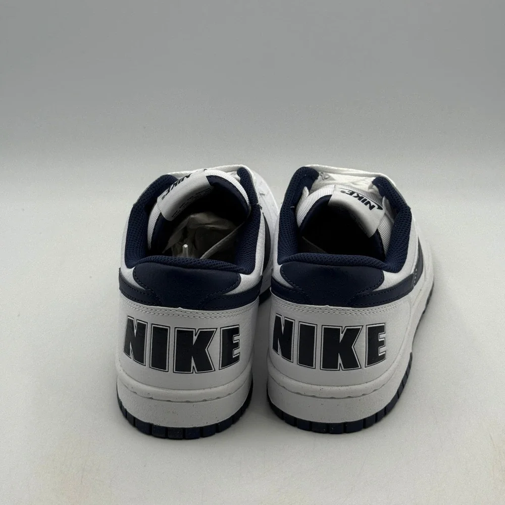 Nike Big Nike Low Shoes Mens Size 11.5 White Midnight Navy Basketball 355152-140